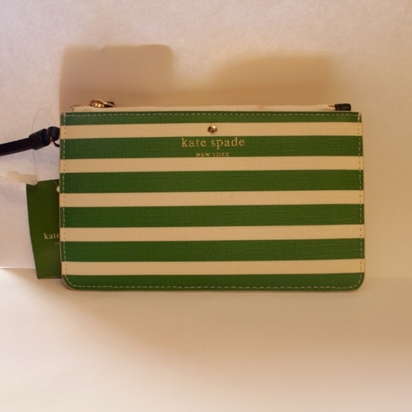 kate spade Handbags - Kate Spade Green and White striped wristlet